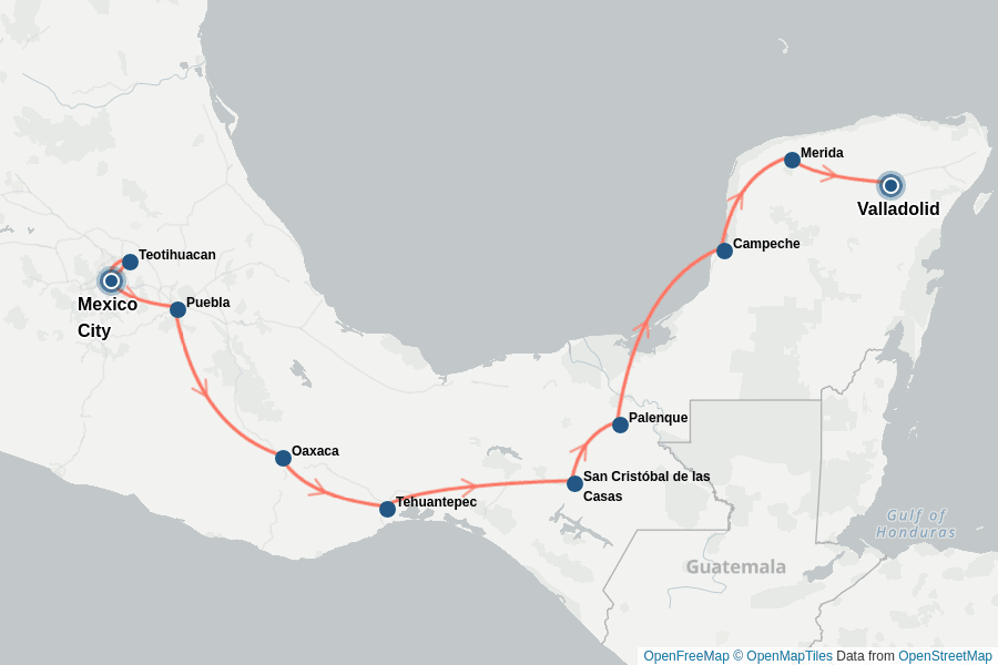 Itinerary Map image for Mexico Highlights